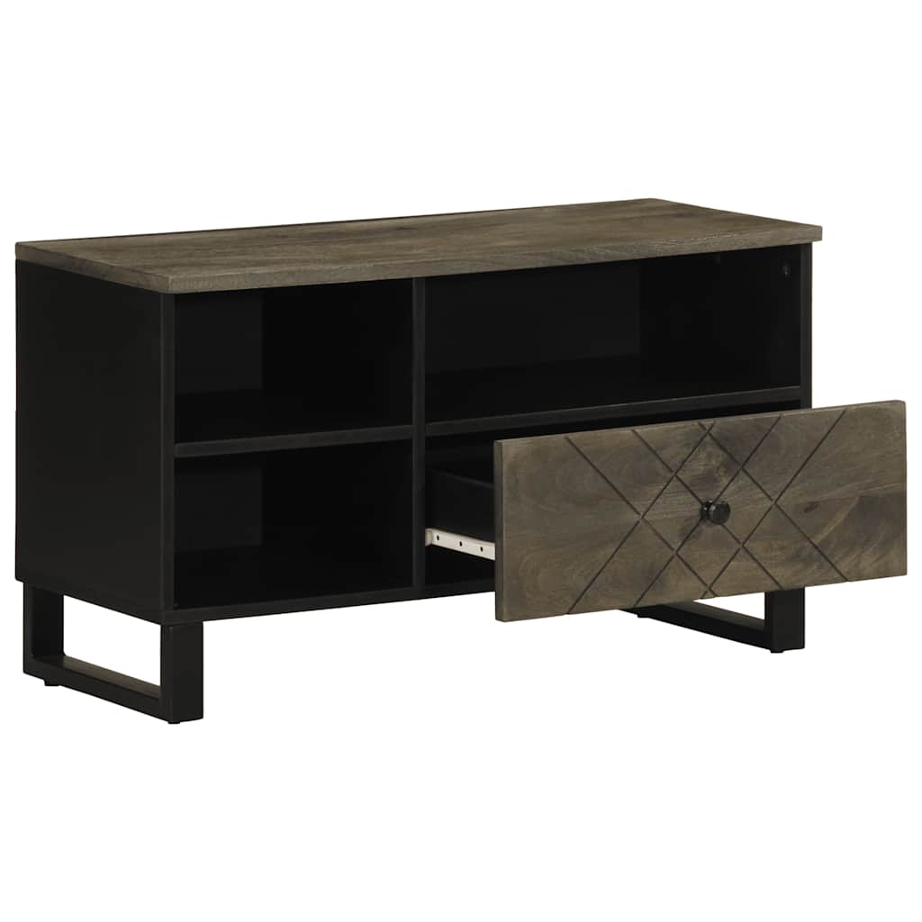 Tv-meubel 80x33x46 cm massief mangohout zwart is nu te koop bij PeponiXL, paradijselijk wonen!