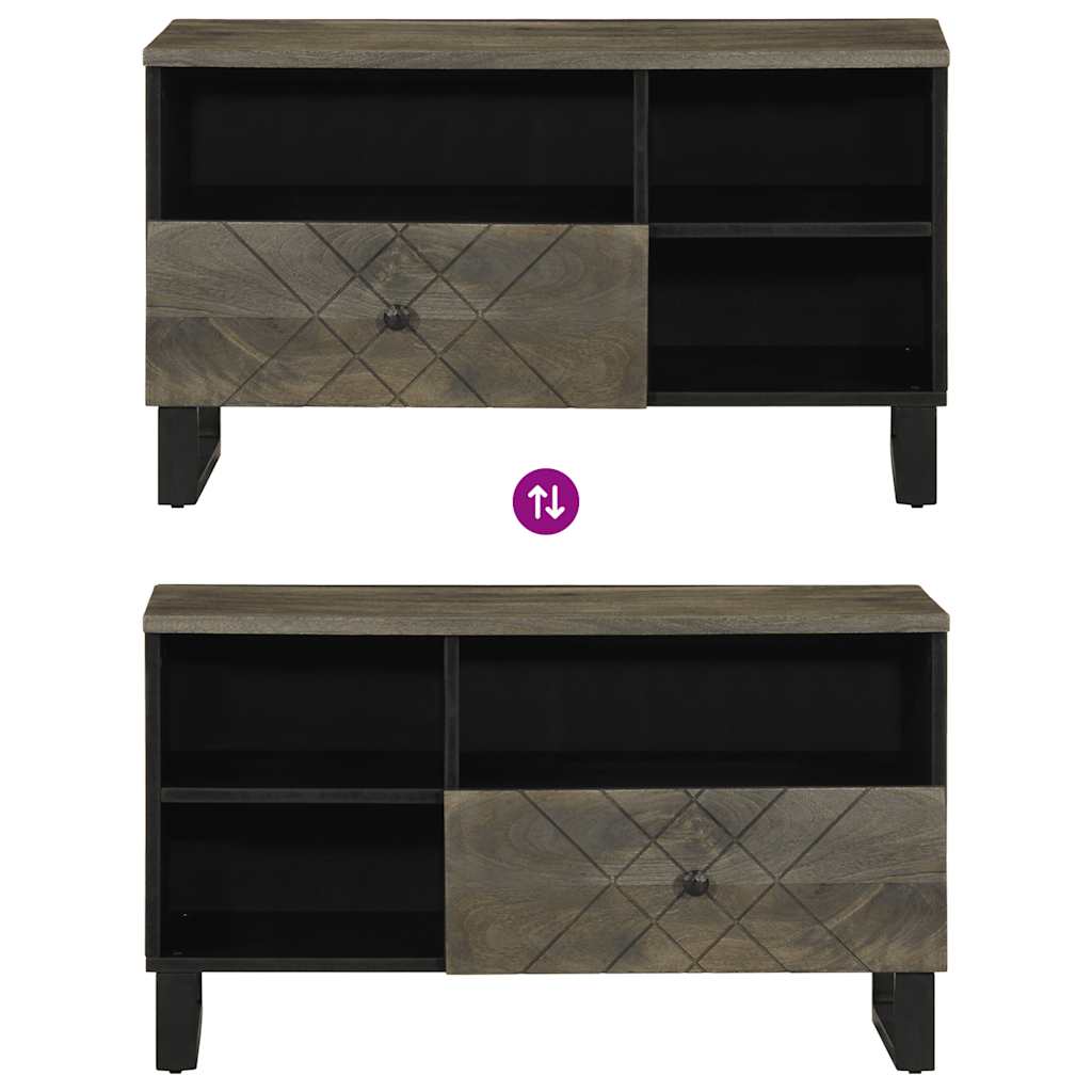Tv-meubel 80x33x46 cm massief mangohout zwart is nu te koop bij PeponiXL, paradijselijk wonen!