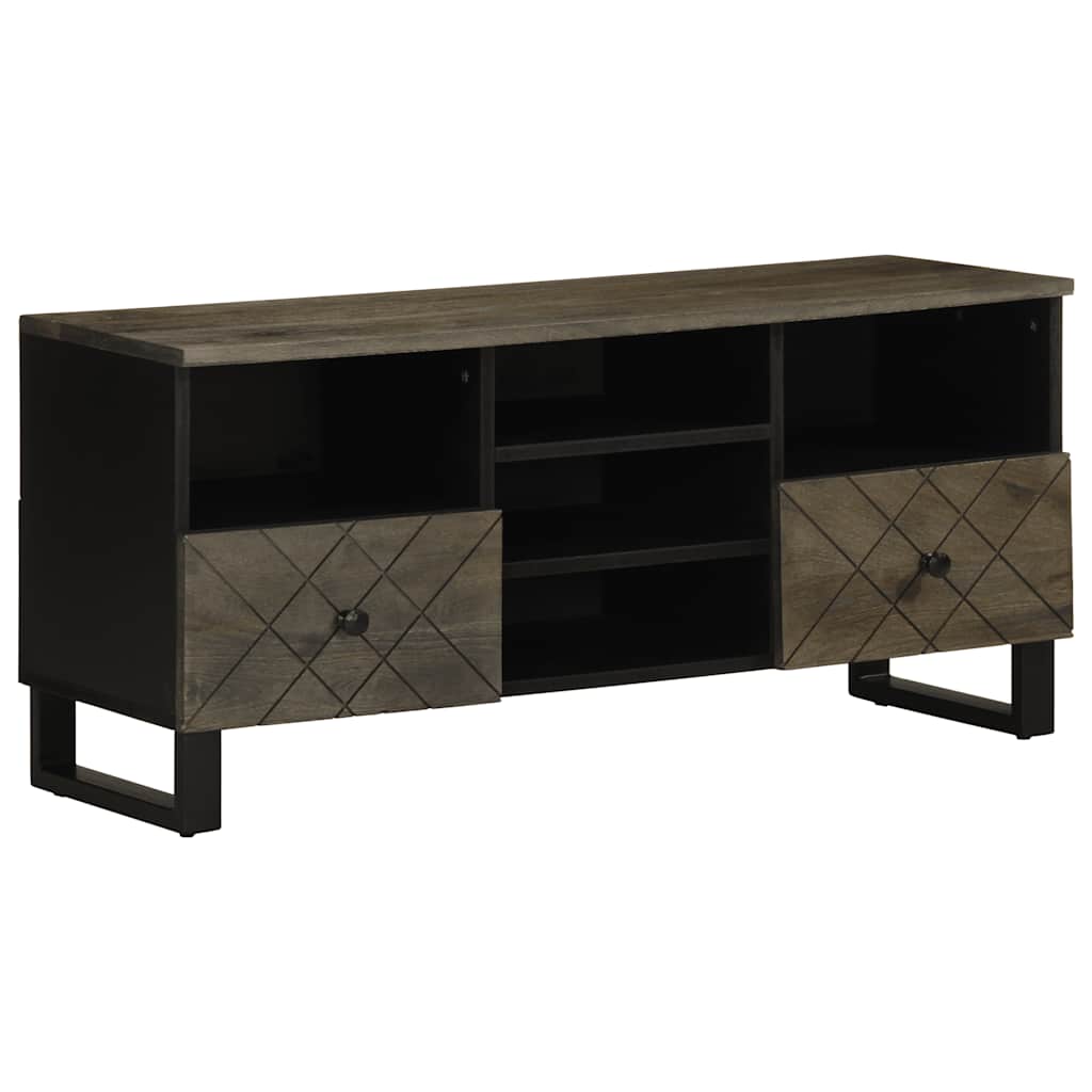 Tv-meubel 100x33x46 cm massief mangohout zwart is nu te koop bij PeponiXL, paradijselijk wonen!
