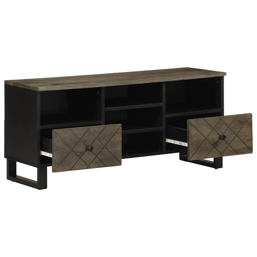 Tv-meubel 100x33x46 cm massief mangohout zwart is nu te koop bij PeponiXL, paradijselijk wonen!