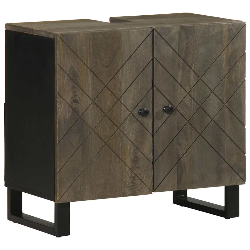 Wastafelkast 62x33x58 cm massief mangohout zwart is nu te koop bij PeponiXL, paradijselijk wonen!