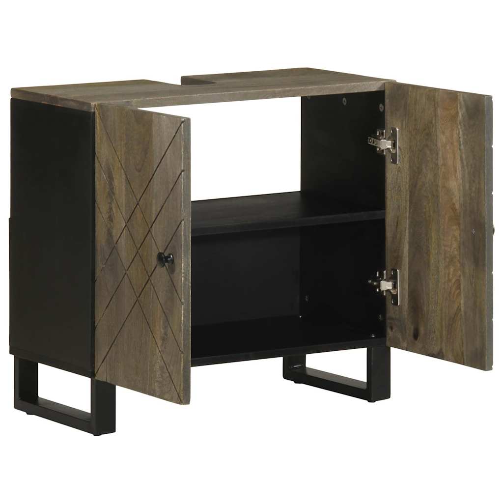 Wastafelkast 62x33x58 cm massief mangohout zwart is nu te koop bij PeponiXL, paradijselijk wonen!