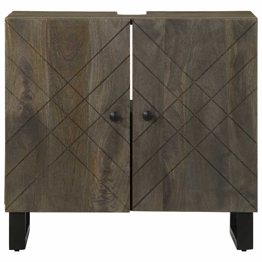 Wastafelkast 62x33x58 cm massief mangohout zwart is nu te koop bij PeponiXL, paradijselijk wonen!