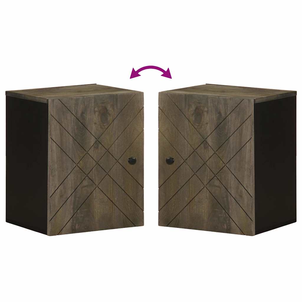 Badkamerkast wandgemonteerd 38x33x48 cm massief mangohout zwart is nu te koop bij PeponiXL, paradijselijk wonen!