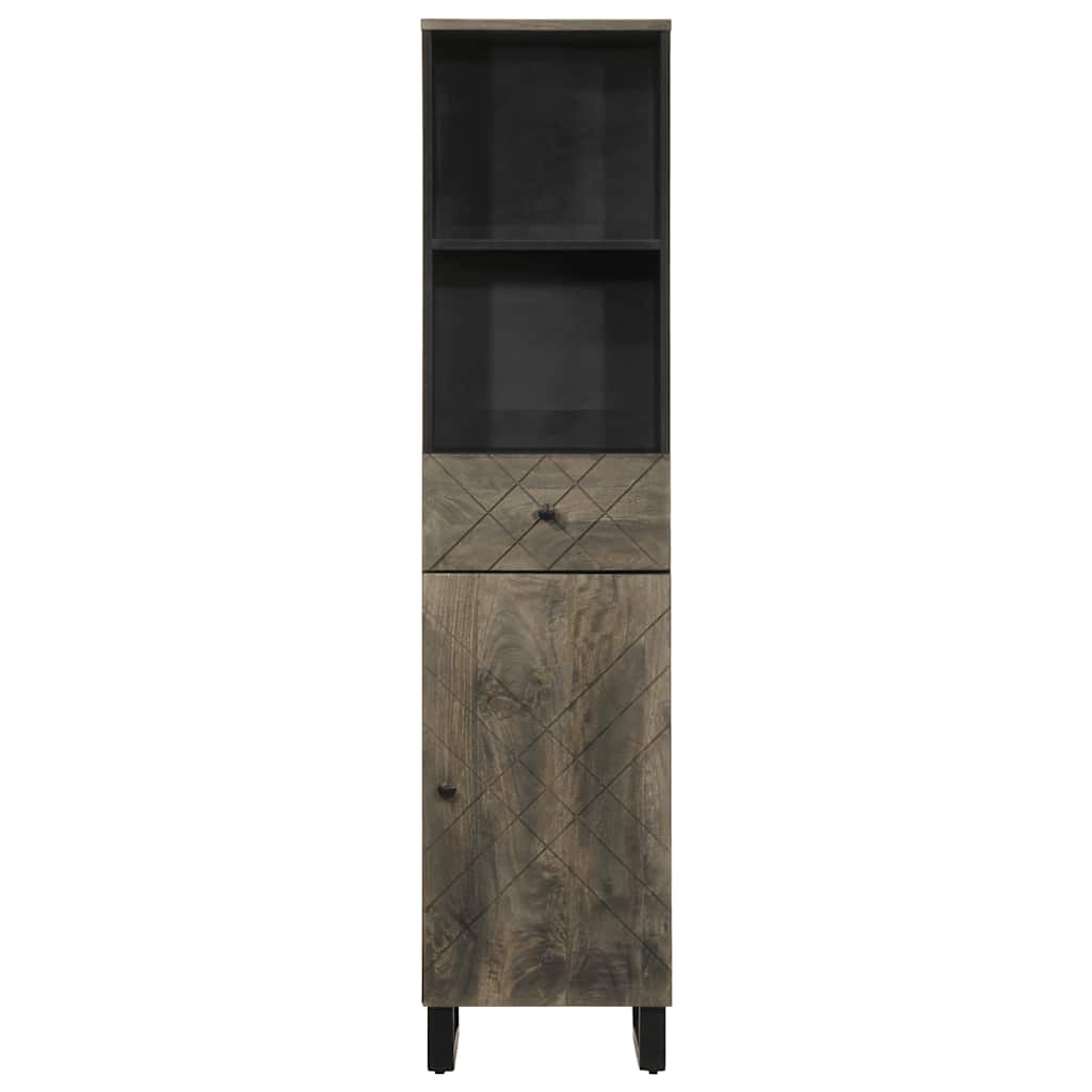 Badkamerkast 38x33x160 cm massief mangohout zwart is nu te koop bij PeponiXL, paradijselijk wonen!