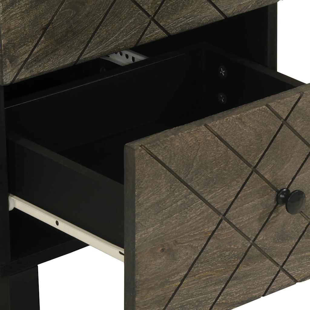 Dressoir 40x33x75 cm massief mangohout zwart is nu te koop bij PeponiXL, paradijselijk wonen!