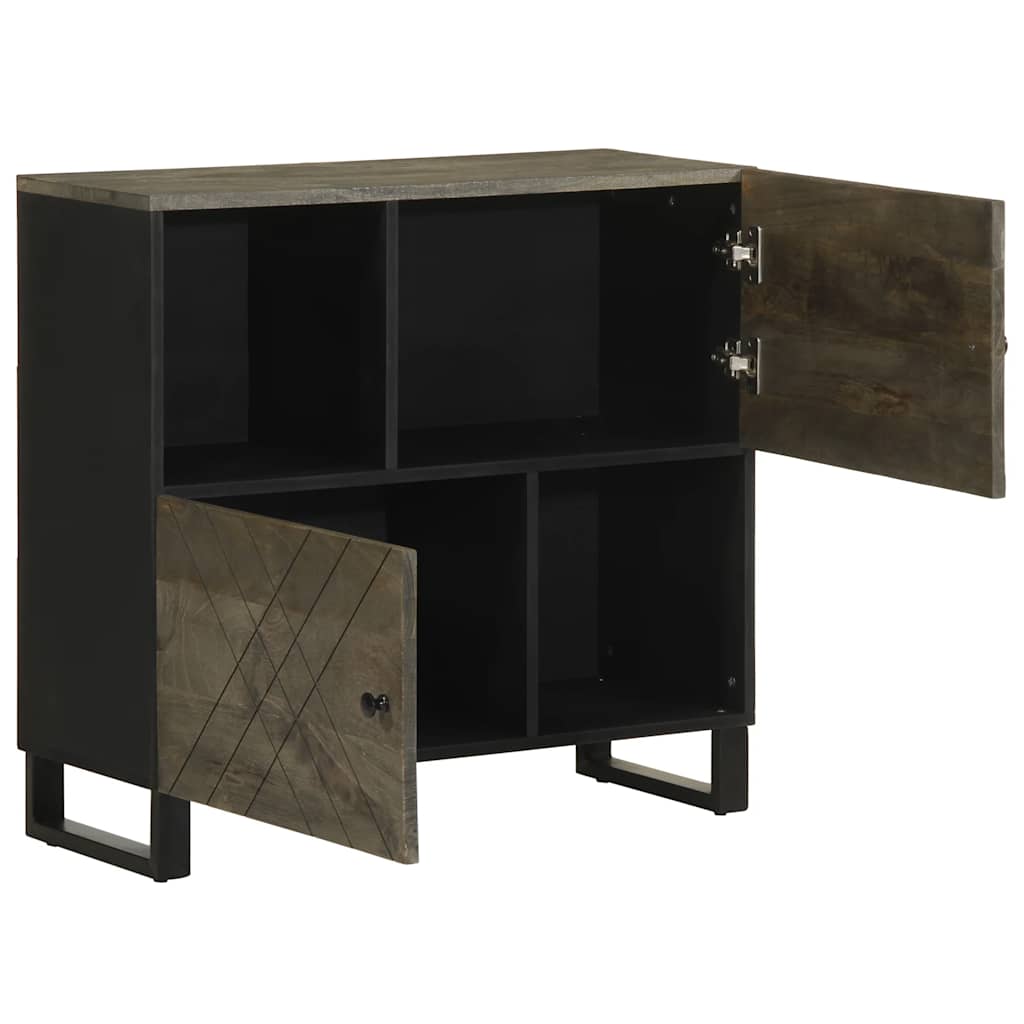 Dressoir 80x33x75 cm massief mangohout zwart is nu te koop bij PeponiXL, paradijselijk wonen!