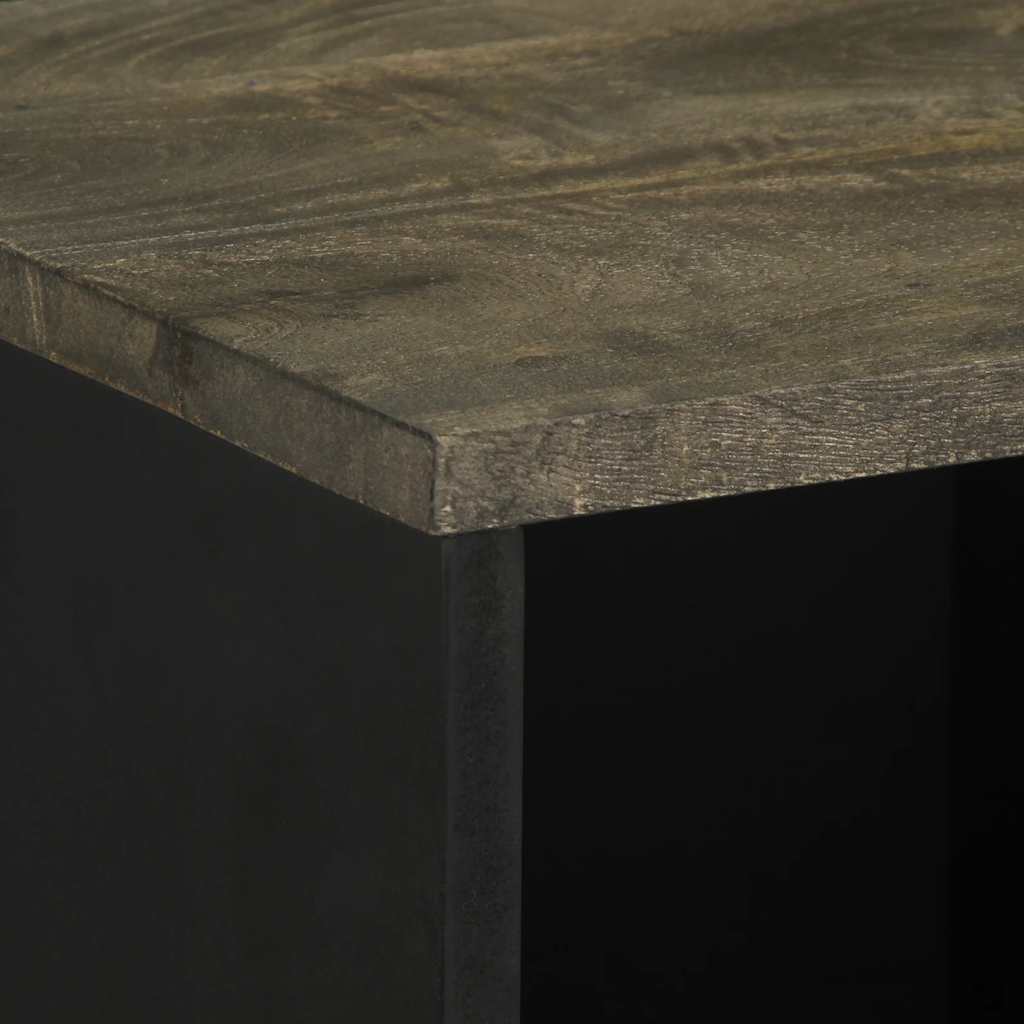 Dressoir 80x33x75 cm massief mangohout zwart is nu te koop bij PeponiXL, paradijselijk wonen!