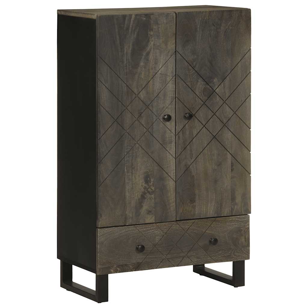 Hoge kast 60x33x100 cm massief mangohout zwart is nu te koop bij PeponiXL, paradijselijk wonen!