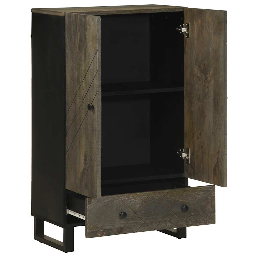 Hoge kast 60x33x100 cm massief mangohout zwart is nu te koop bij PeponiXL, paradijselijk wonen!
