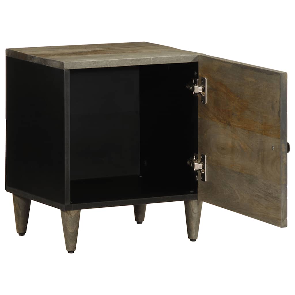 Nachtkastje 40x33x46 cm massief mangohout lichtgrijs is nu te koop bij PeponiXL, paradijselijk wonen!