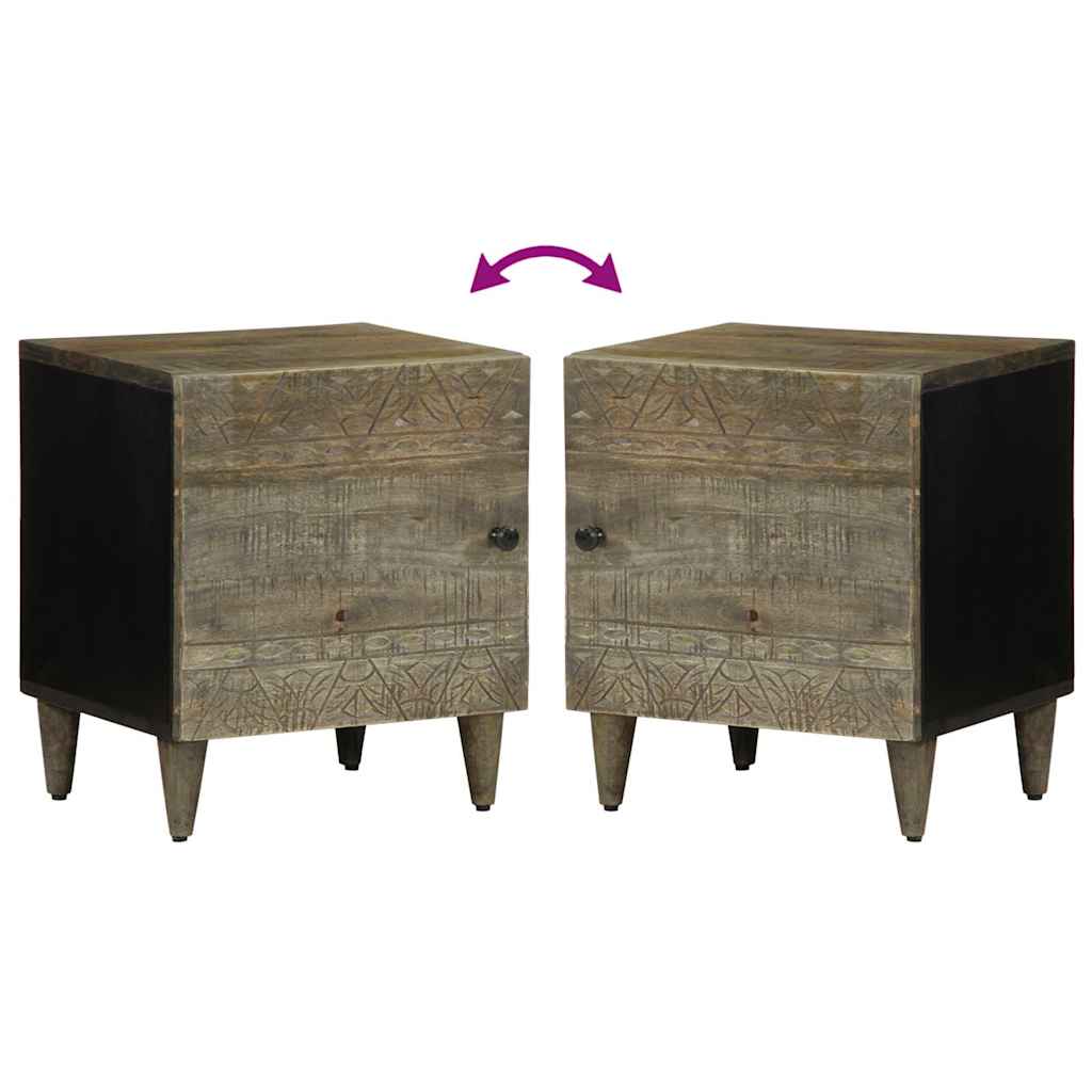 Nachtkastje 40x33x46 cm massief mangohout lichtgrijs is nu te koop bij PeponiXL, paradijselijk wonen!