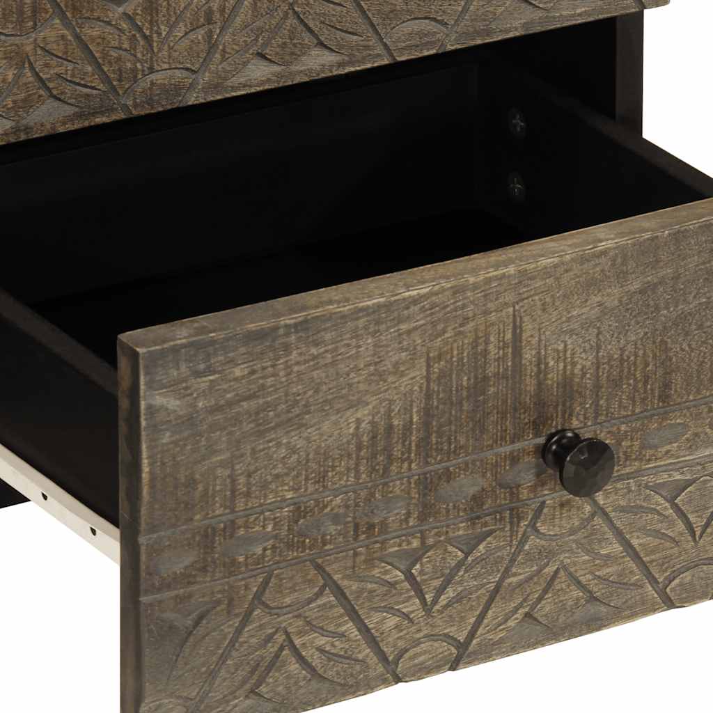 Nachtkastjes 2 st 40x33x46 cm massief mangohout lichtgrijs is nu te koop bij PeponiXL, paradijselijk wonen!