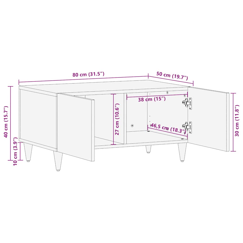 Salontafel 80x50x40 cm massief mangohout lichtgrijs is nu te koop bij PeponiXL, paradijselijk wonen!