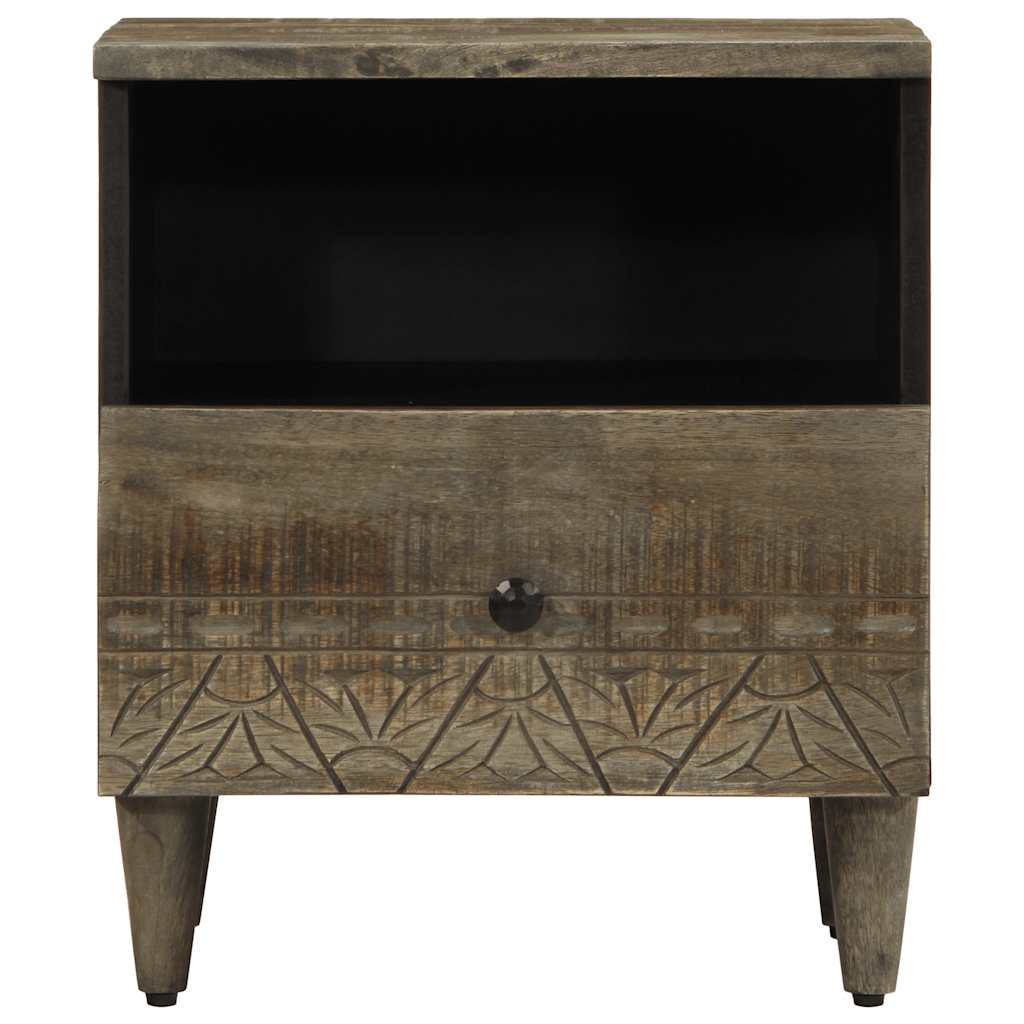 Nachtkastje 40x33x46 cm massief mangohout lichtgrijs is nu te koop bij PeponiXL, paradijselijk wonen!