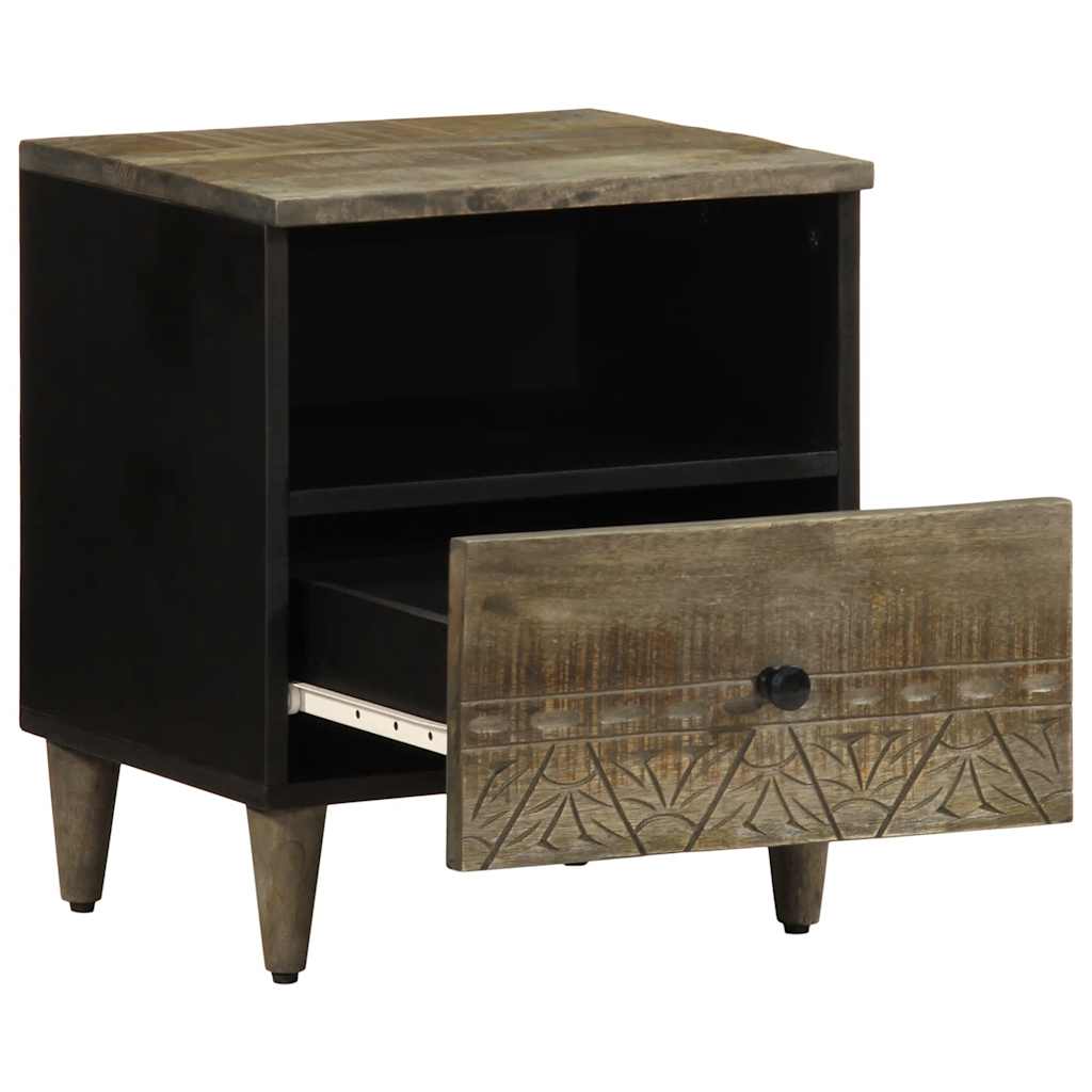 Nachtkastje 40x33x46 cm massief mangohout lichtgrijs is nu te koop bij PeponiXL, paradijselijk wonen!