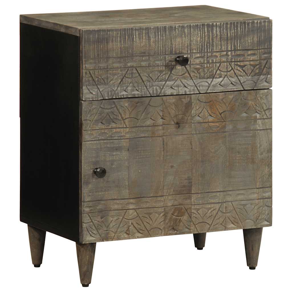 Nachtkastje 50x33x60 cm massief mangohout lichtgrijs is nu te koop bij PeponiXL, paradijselijk wonen!