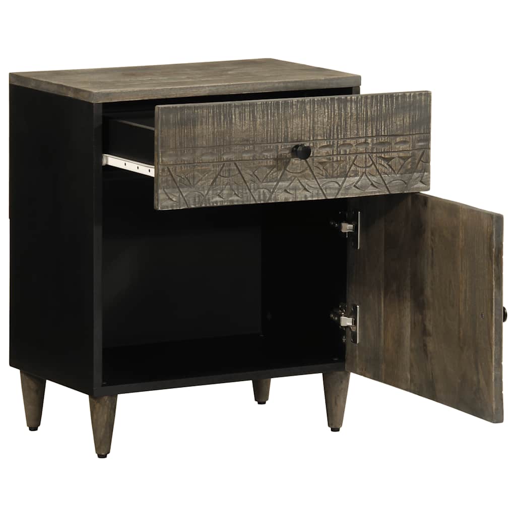 Nachtkastje 50x33x60 cm massief mangohout lichtgrijs is nu te koop bij PeponiXL, paradijselijk wonen!