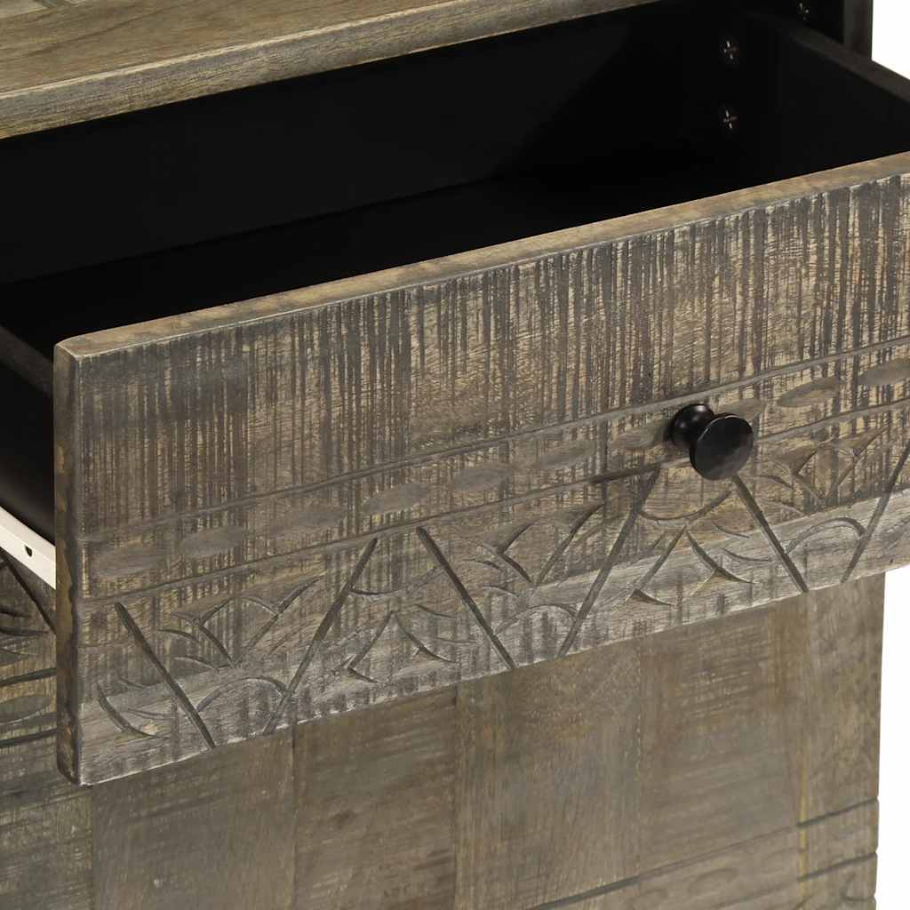 Nachtkastje 50x33x60 cm massief mangohout lichtgrijs is nu te koop bij PeponiXL, paradijselijk wonen!