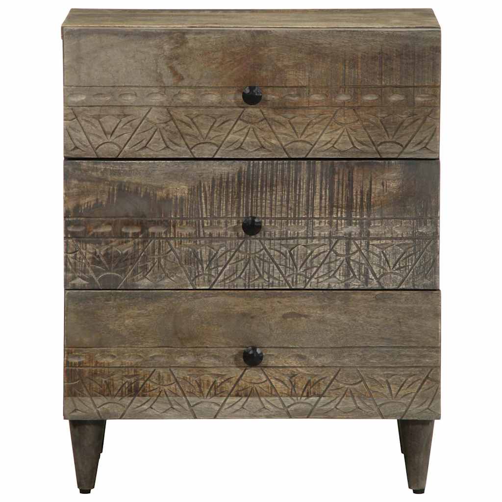 Nachtkastje 50x33x60 cm massief mangohout lichtgrijs is nu te koop bij PeponiXL, paradijselijk wonen!