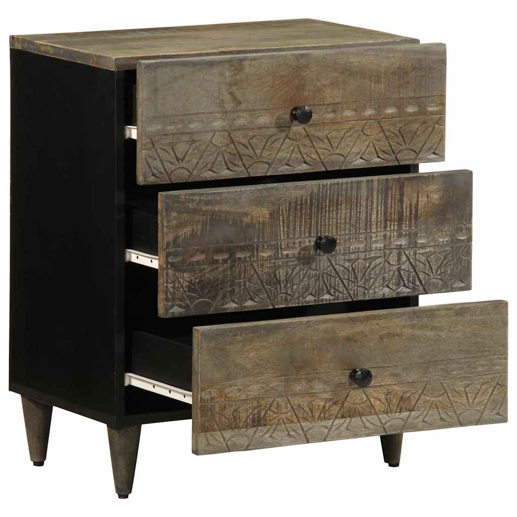 Nachtkastje 50x33x60 cm massief mangohout lichtgrijs is nu te koop bij PeponiXL, paradijselijk wonen!