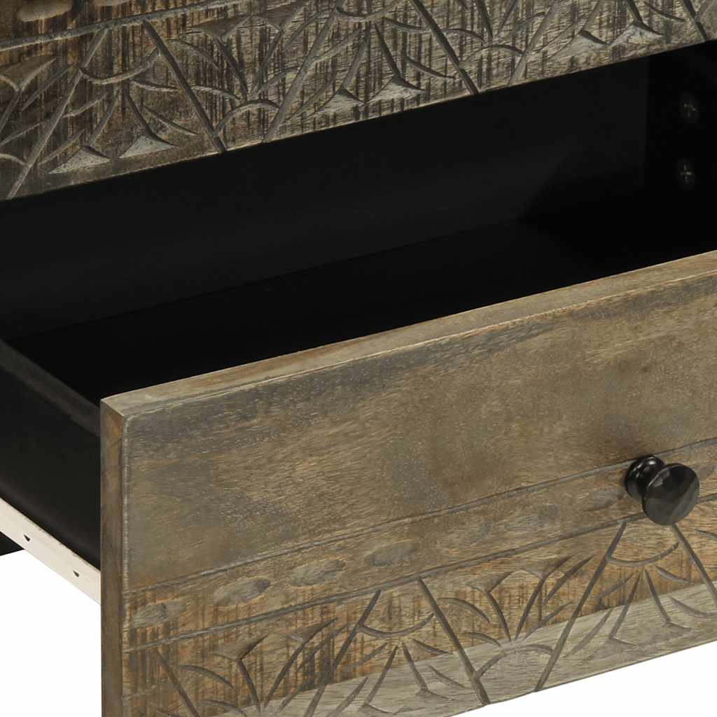 Nachtkastje 50x33x60 cm massief mangohout lichtgrijs is nu te koop bij PeponiXL, paradijselijk wonen!