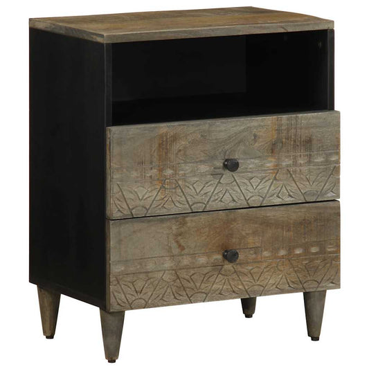 Nachtkastje 50x33x60 cm massief mangohout lichtgrijs is nu te koop bij PeponiXL, paradijselijk wonen!