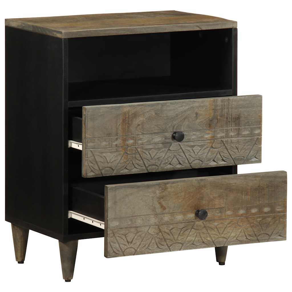 Nachtkastje 50x33x60 cm massief mangohout lichtgrijs is nu te koop bij PeponiXL, paradijselijk wonen!