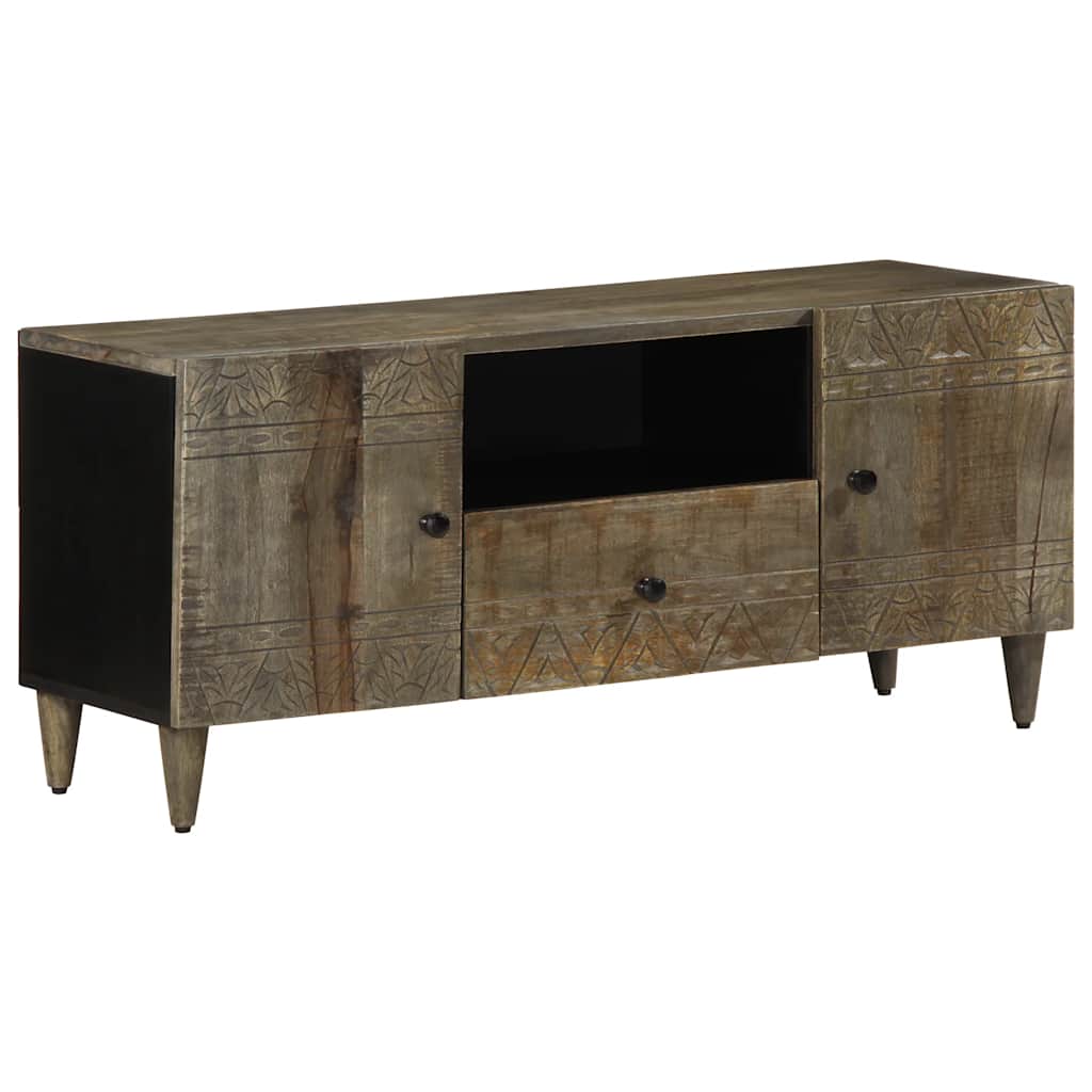 Tv-meubel 105x33,5x46 cm massief mangohout lichtgrijs is nu te koop bij PeponiXL, paradijselijk wonen!