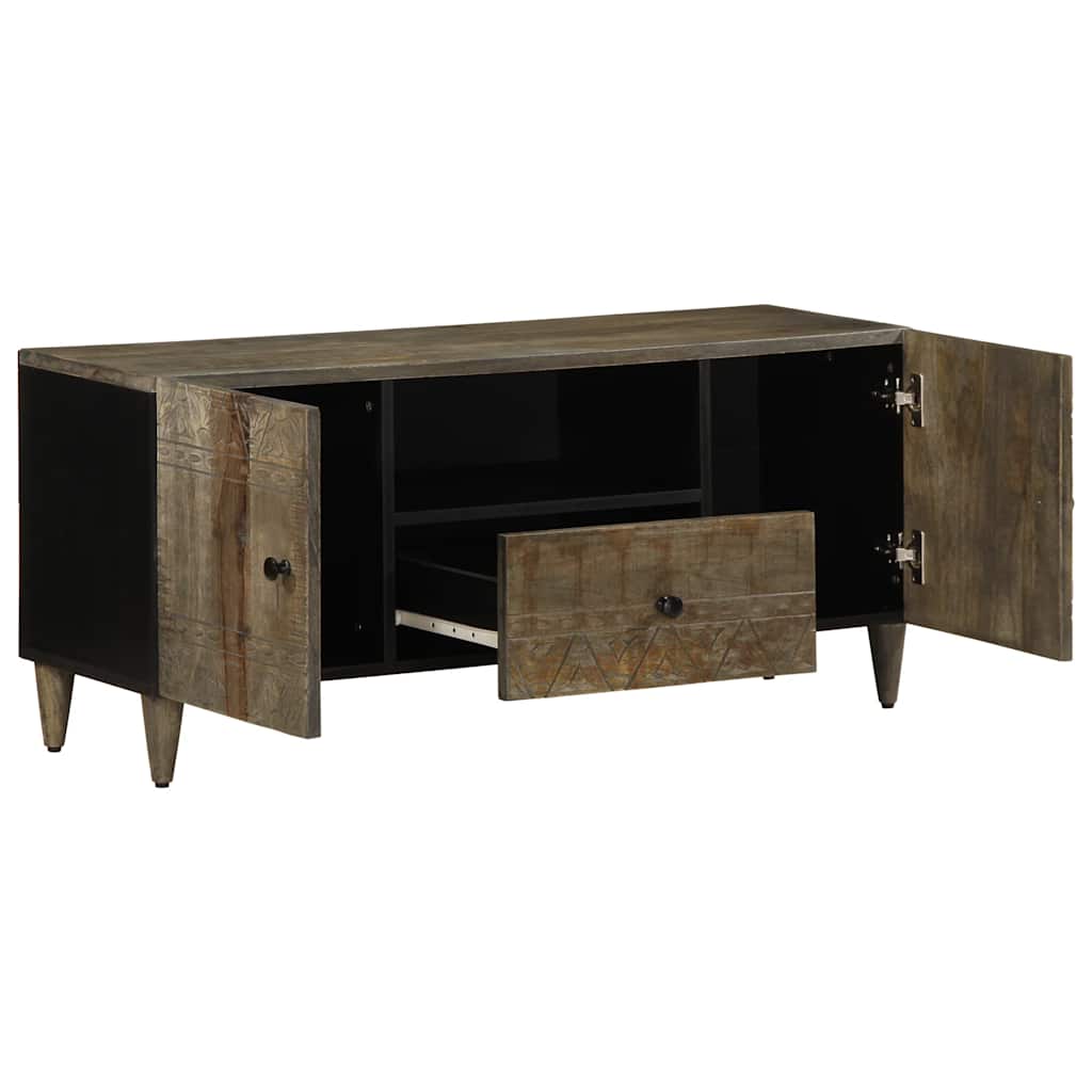 Tv-meubel 105x33,5x46 cm massief mangohout lichtgrijs is nu te koop bij PeponiXL, paradijselijk wonen!