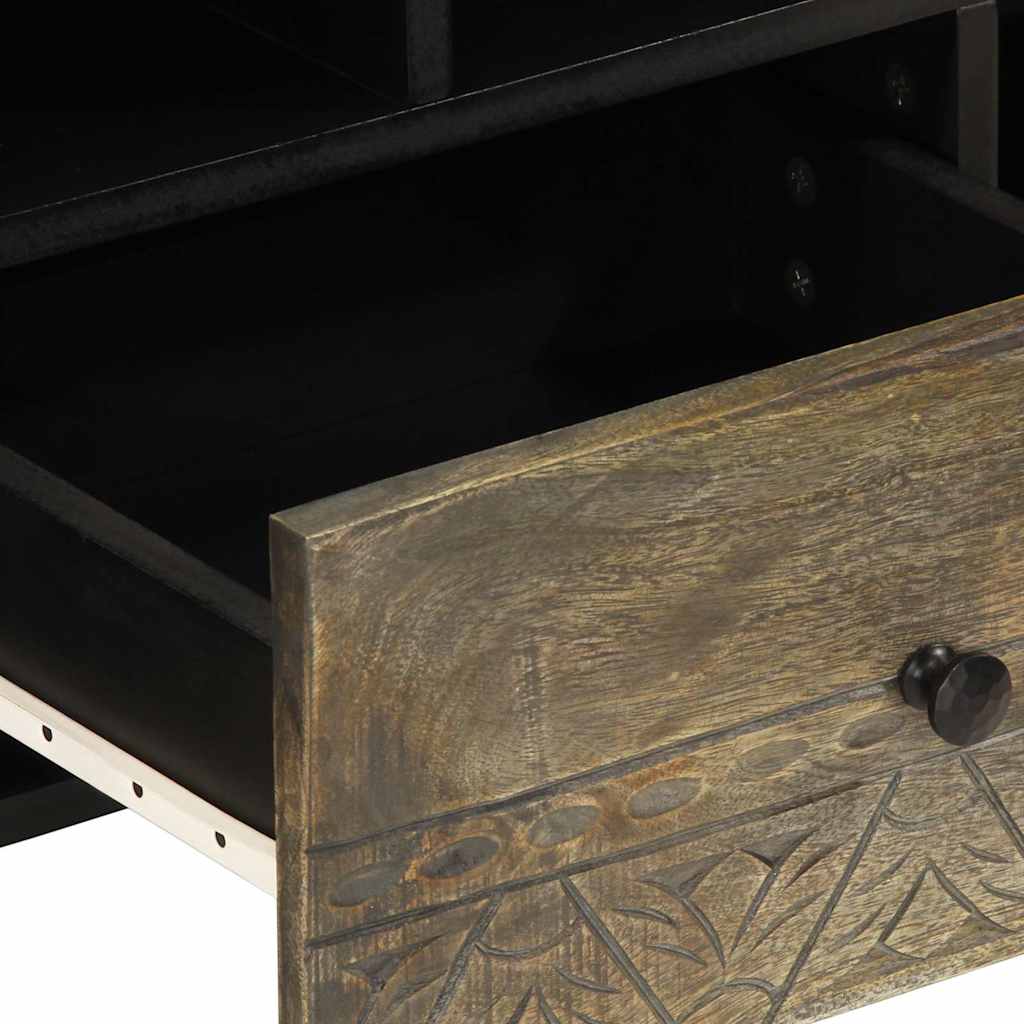 Tv-meubel 100x33x46 cm massief mangohout zwart is nu te koop bij PeponiXL, paradijselijk wonen!