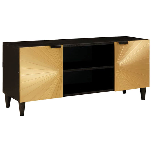 TV-kast met plank Zwart en Goud 105 x 33 x 46 cm Bewerkt hout is nu te koop bij PeponiXL, paradijselijk wonen!
