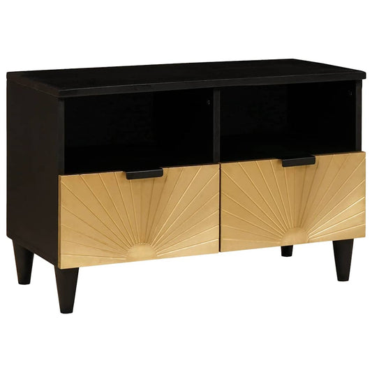 TV-kast met lade Zwart en Goud 70 x 33 x 46 cm Bewerkt hout is nu te koop bij PeponiXL, paradijselijk wonen!