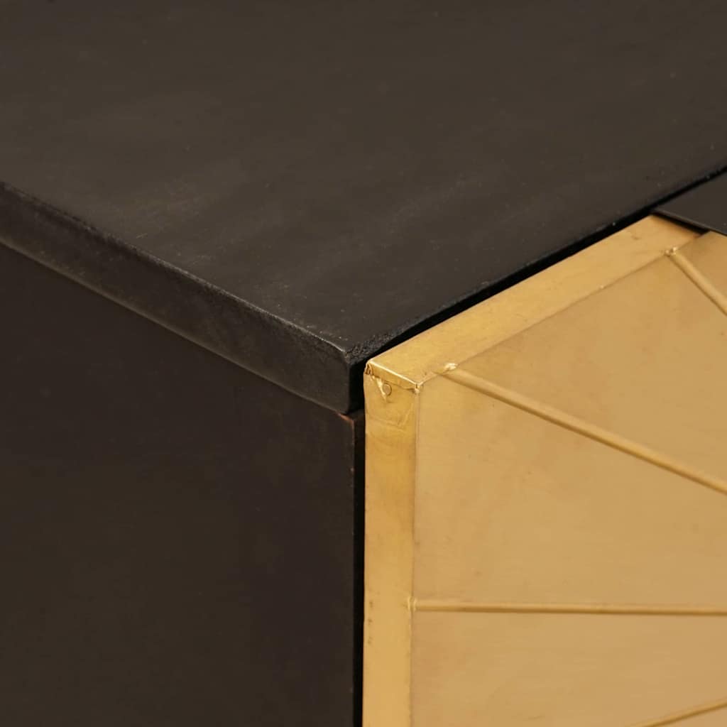 Dressoir Zwart en Goud 60 x 33 x 75 cm Massief Mango Hout is nu te koop bij PeponiXL, paradijselijk wonen!