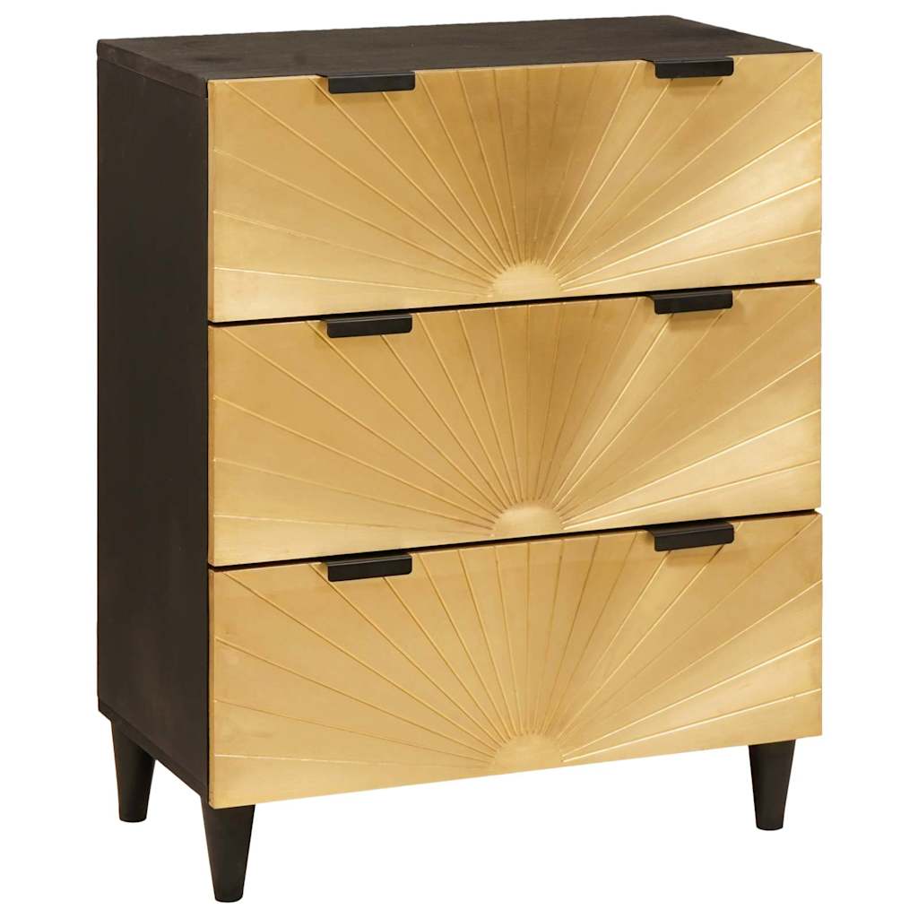 Dressoir Zwart en Goud 60 x 33 x 75 cm Massief Mango Hout is nu te koop bij PeponiXL, paradijselijk wonen!