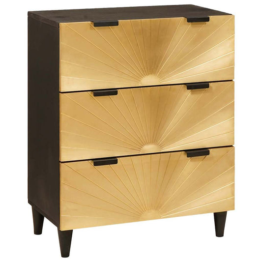 Dressoir Zwart en Goud 60 x 33 x 75 cm Massief Mango Hout is nu te koop bij PeponiXL, paradijselijk wonen!