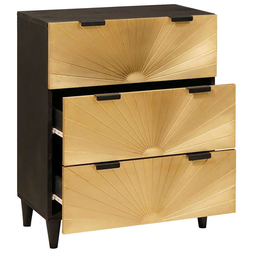 Dressoir Zwart en Goud 60 x 33 x 75 cm Massief Mango Hout is nu te koop bij PeponiXL, paradijselijk wonen!
