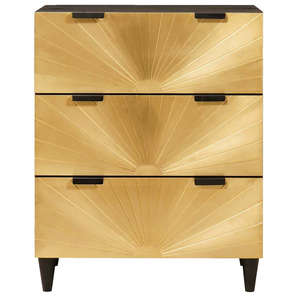 Dressoir Zwart en Goud 60 x 33 x 75 cm Massief Mango Hout is nu te koop bij PeponiXL, paradijselijk wonen!