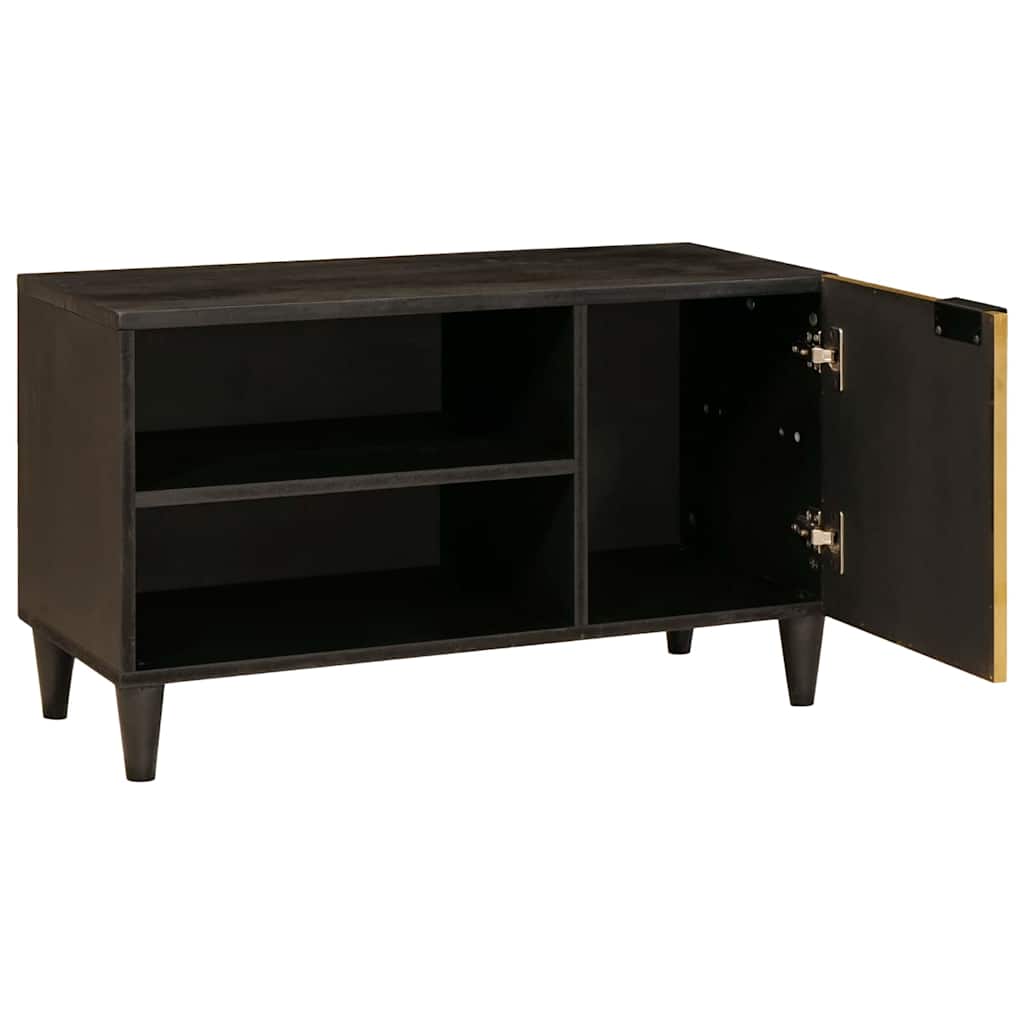 TV-kast met plank Zwart en Goud 80 x 33 x 46 cm Bewerkt hout is nu te koop bij PeponiXL, paradijselijk wonen!