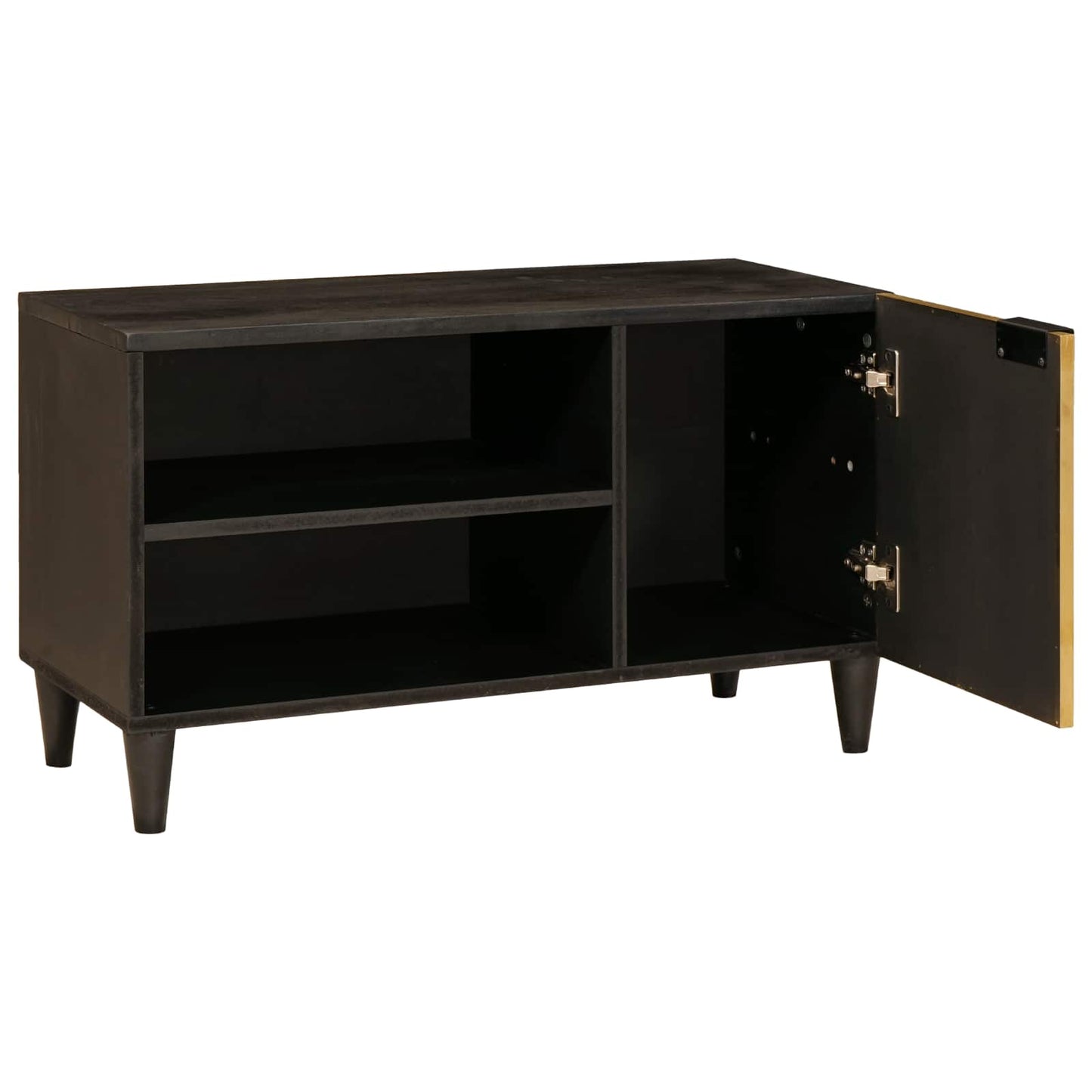 TV-kast met plank Zwart en Goud 80 x 33 x 46 cm Bewerkt hout is nu te koop bij PeponiXL, paradijselijk wonen!