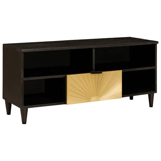TV-kast met lade Zwart en Goud 100 x 33 x 46 cm Bewerkt hout is nu te koop bij PeponiXL, paradijselijk wonen!