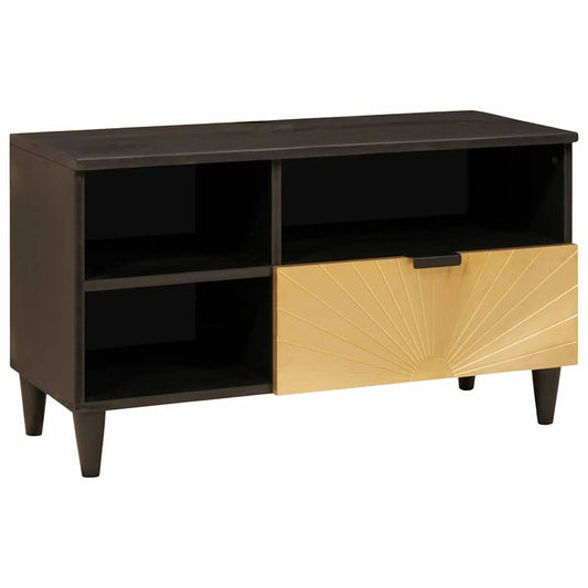 TV-kast met lade Zwart en Goud 80 x 33 x 46 cm Bewerkt hout is nu te koop bij PeponiXL, paradijselijk wonen!
