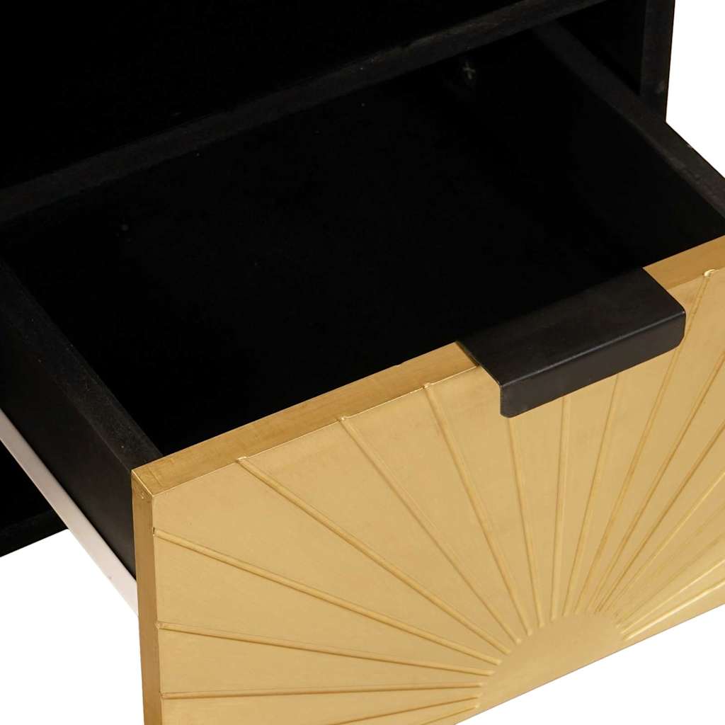 TV-kast met lade Zwart en Goud 100 x 33 x 46 cm Bewerkt hout is nu te koop bij PeponiXL, paradijselijk wonen!