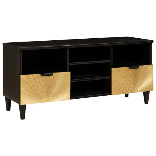 TV-kast met lade Zwart en Goud 100 x 33 x 46 cm Bewerkt hout is nu te koop bij PeponiXL, paradijselijk wonen!