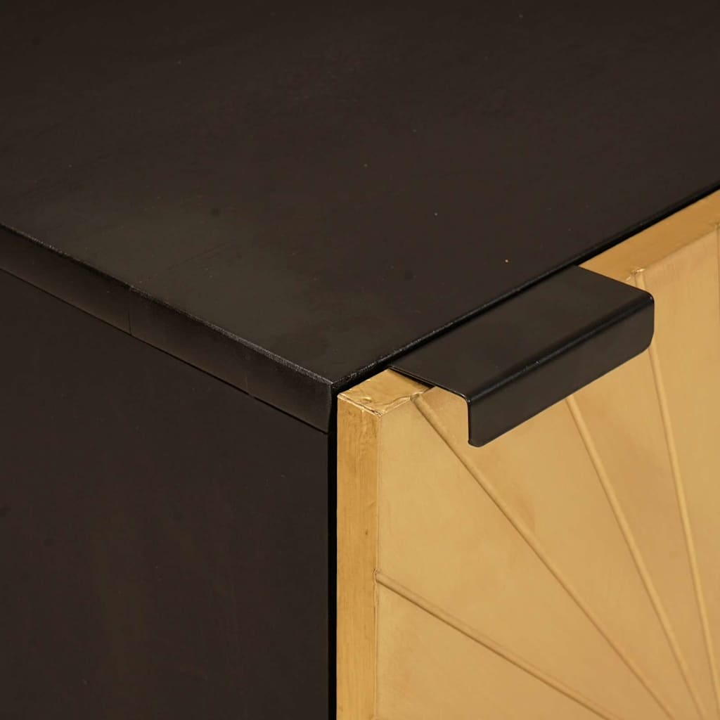 Badkamerkast Zwart en Goud 38 x 33 x 58 cm Massief Mango Hout is nu te koop bij PeponiXL, paradijselijk wonen!
