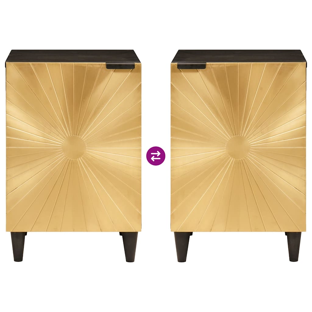 Badkamerkast Zwart en Goud 38 x 33 x 58 cm Massief Mango Hout is nu te koop bij PeponiXL, paradijselijk wonen!