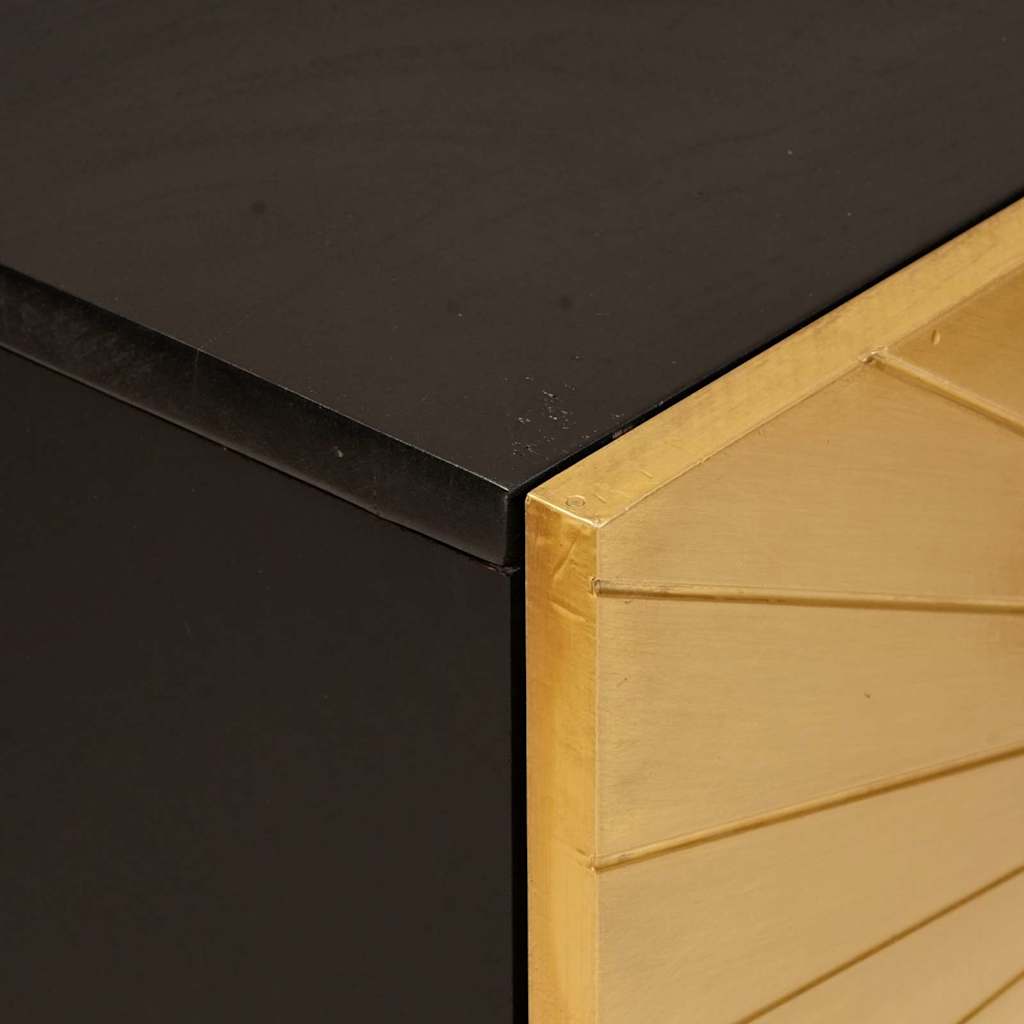 Bijzetkast Zwart en Goud 60 x 33,5 x 75 cm Massief Mango Hout is nu te koop bij PeponiXL, paradijselijk wonen!