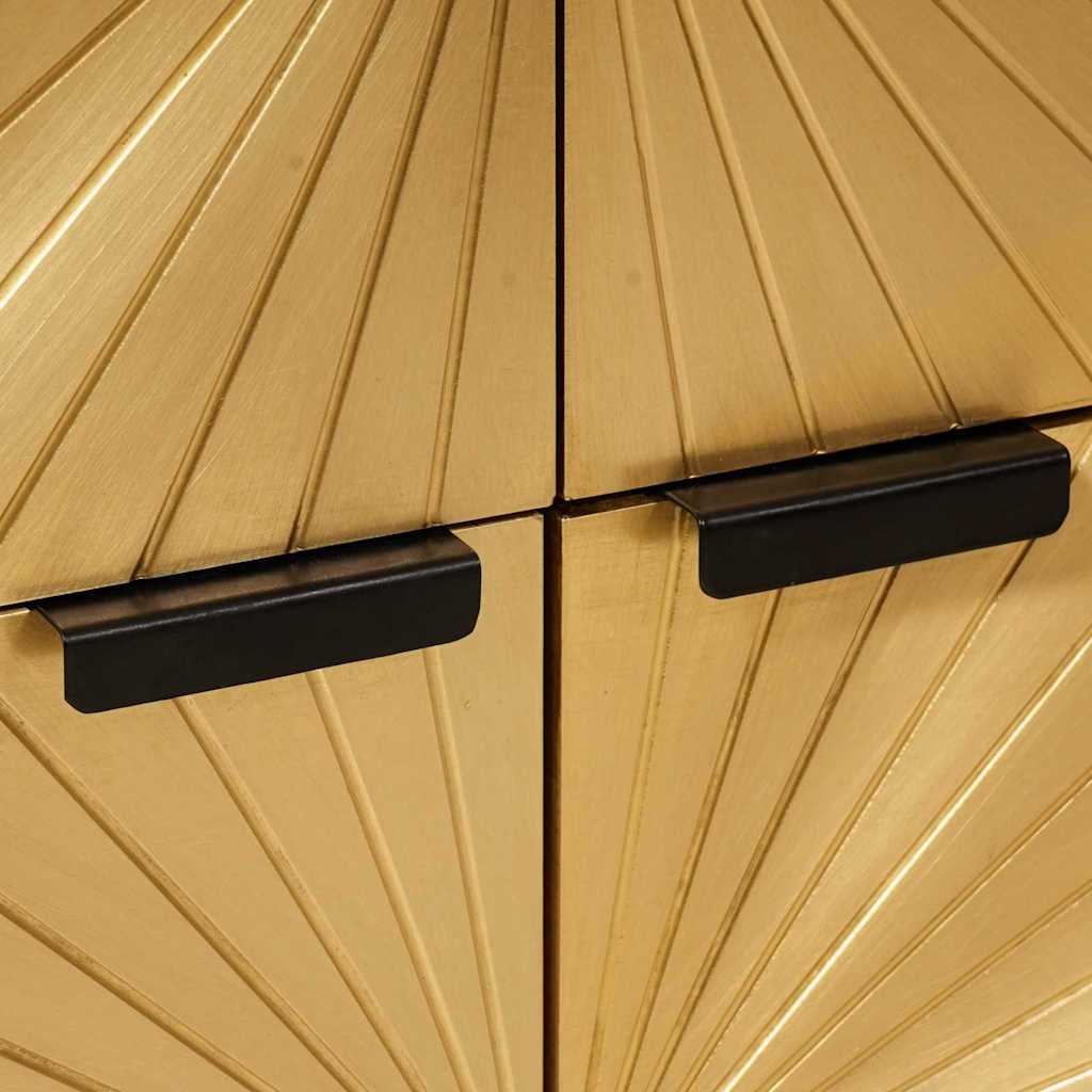 Bijzetkast Zwart en Goud 60 x 33,5 x 75 cm Massief Mango Hout is nu te koop bij PeponiXL, paradijselijk wonen!