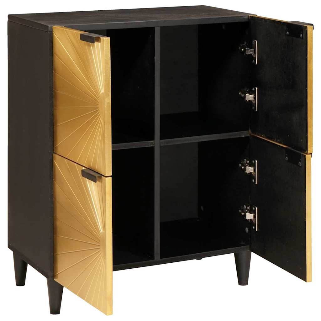 Bijzetkast Zwart en Goud 60 x 33,5 x 75 cm Massief Mango Hout is nu te koop bij PeponiXL, paradijselijk wonen!