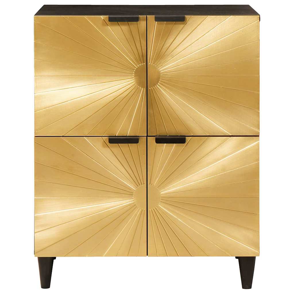 Bijzetkast Zwart en Goud 60 x 33,5 x 75 cm Massief Mango Hout is nu te koop bij PeponiXL, paradijselijk wonen!